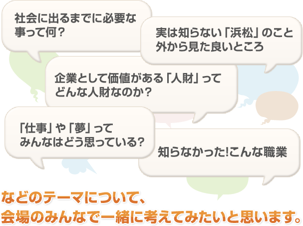 いろいろなテーマについて、会場のみんなで一緒に考えてみたいと思います。