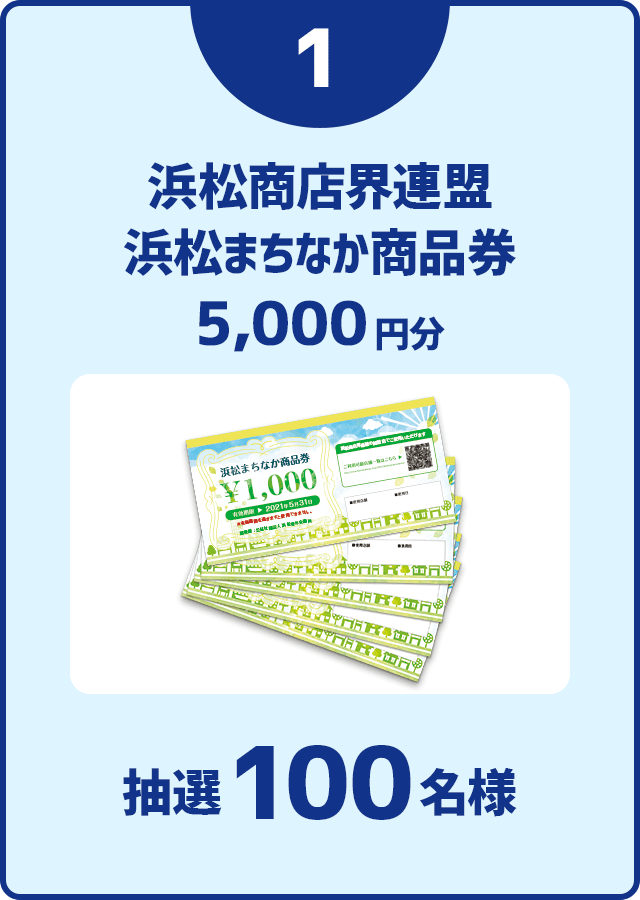 浜松商店界連盟 浜松まちなか商品券 5,000円分 抽選100名様